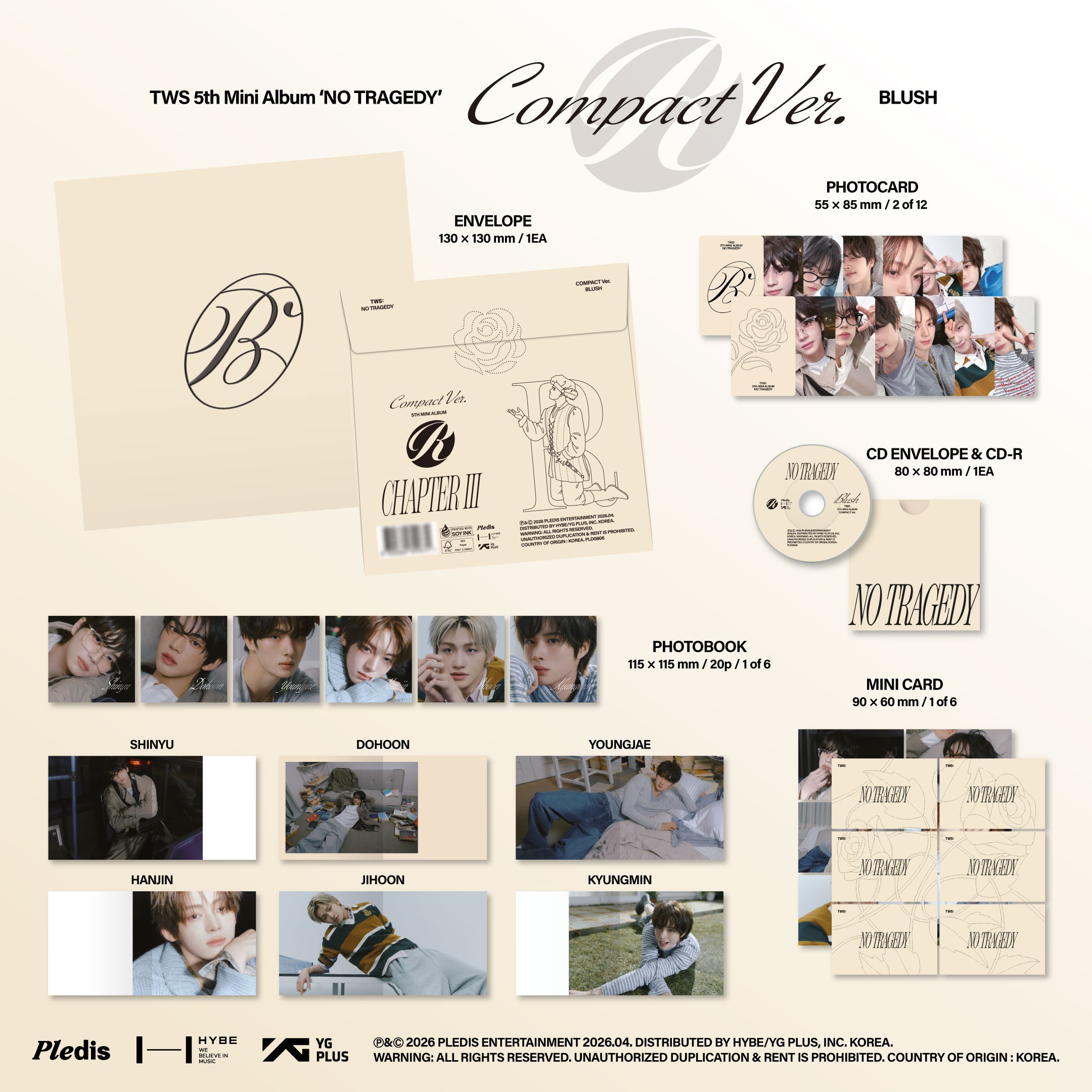 TWS 『NO TRAGEDY』Compact Ver.(BLUSH) TWS 5th Mini Album 'NO TRAGEDY' COMPACT Ver. (BLUSH) - Interscope