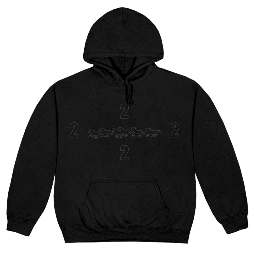 2H Black Running Horse Hoodie Front