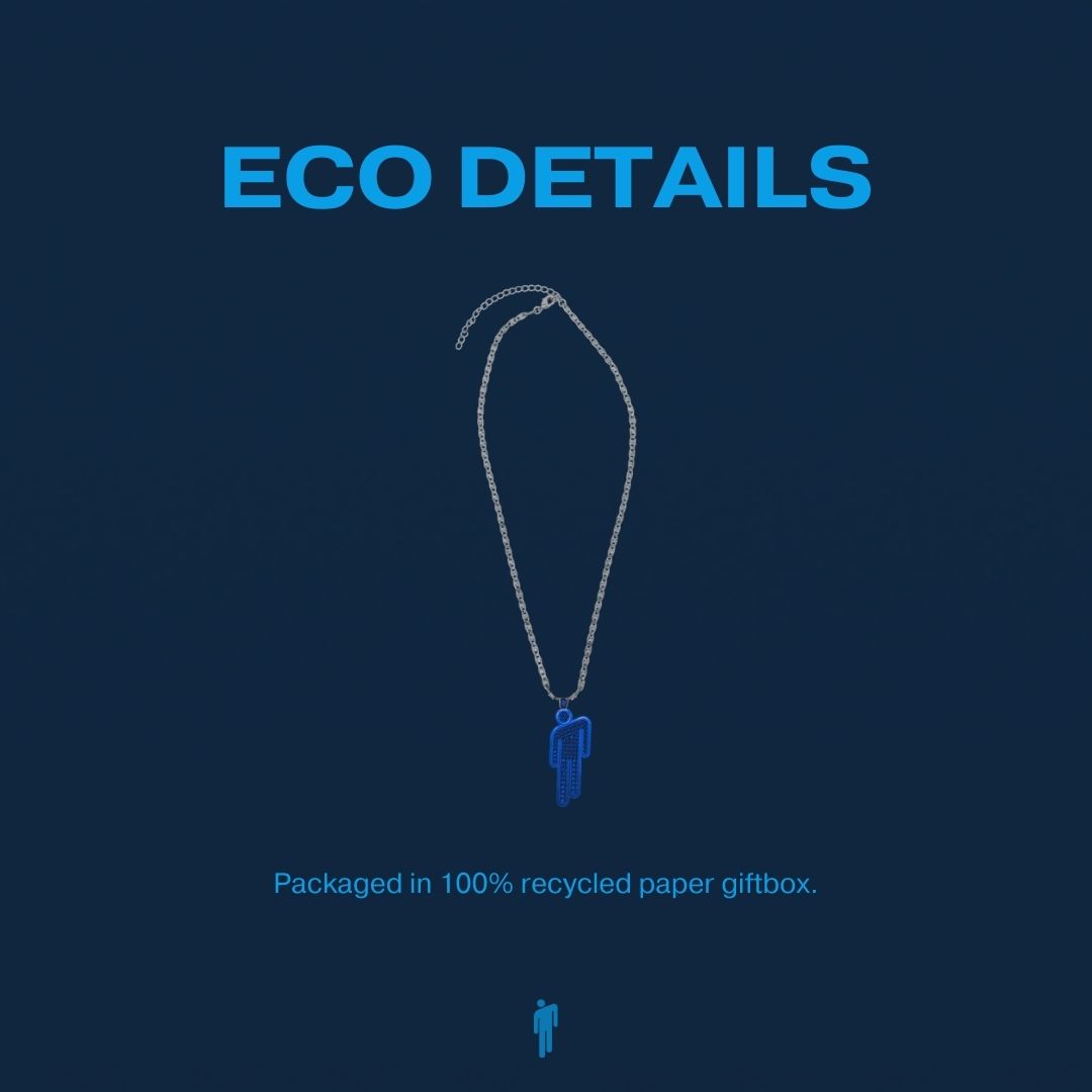 HIT ME HARD AND SOFT Blue Blohsh Necklace Eco Details