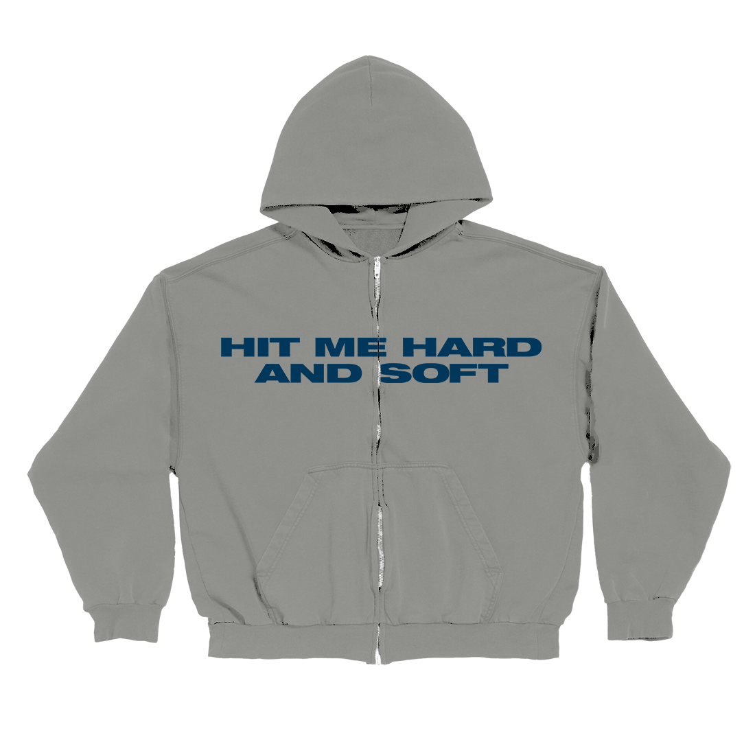 HIT ME HARD AND SOFT Grey Zipper Hoodie