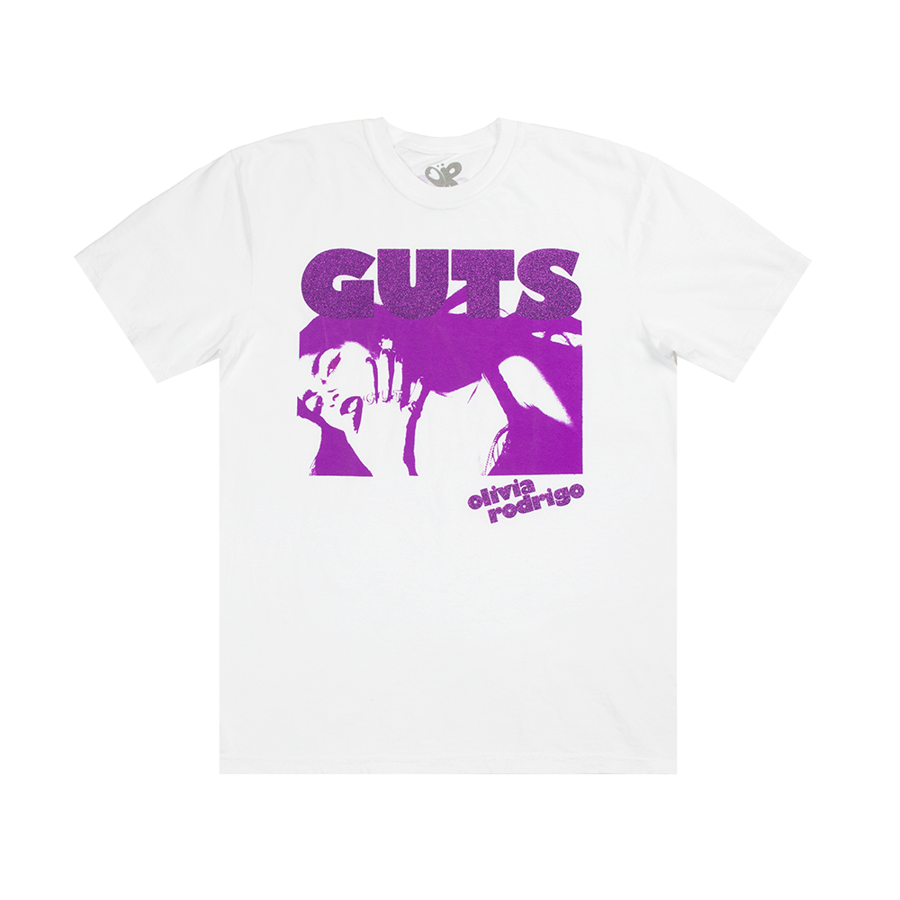 Olivia Rodrigo - white glittering GUTS t-shirt