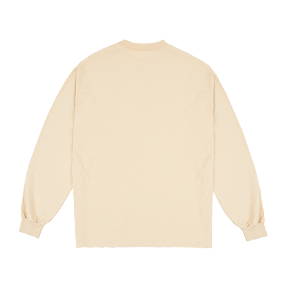 Label Puff Print Longsleeve - Beige Back