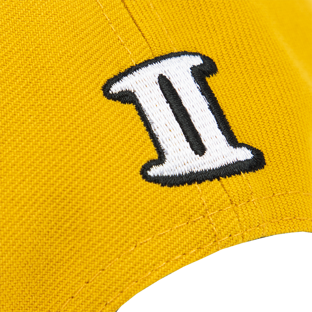 Interscope Yellow University Snapback Hat detail
