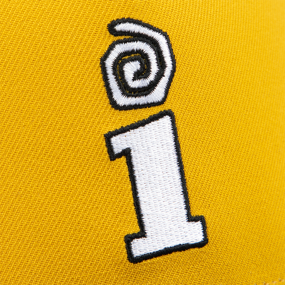 Interscope Yellow University Snapback Hat detail