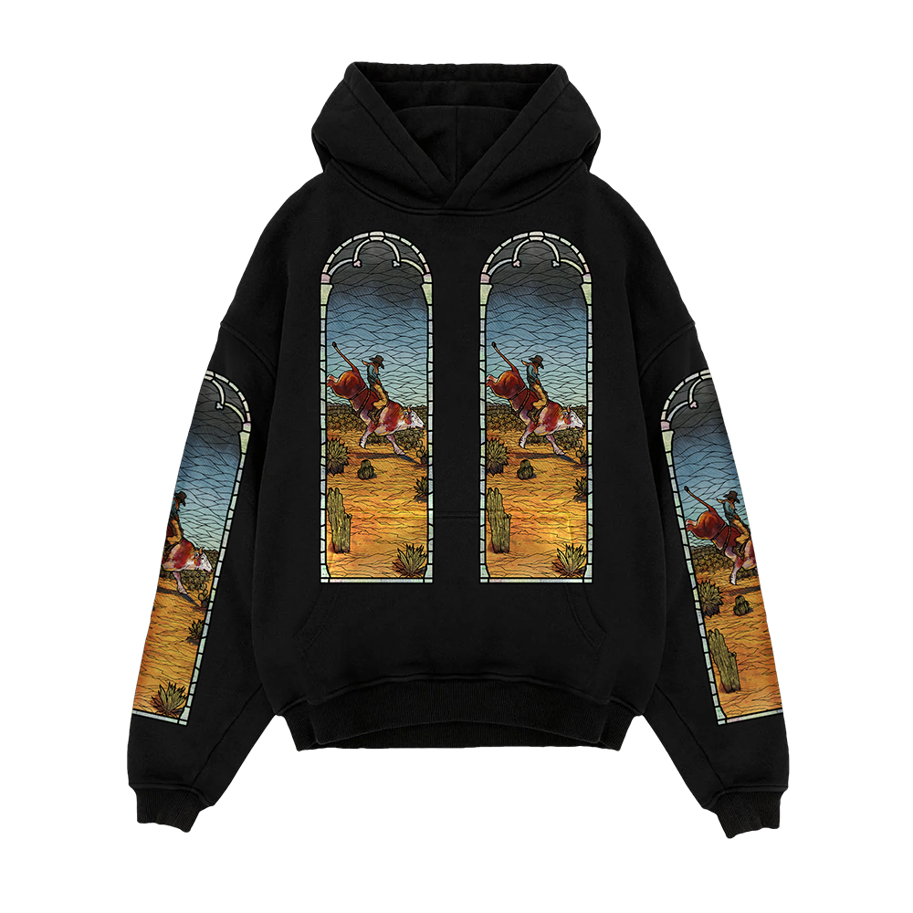 Who Decides War x EST Gee El Toro Stained Glass Hoodie (Black) front