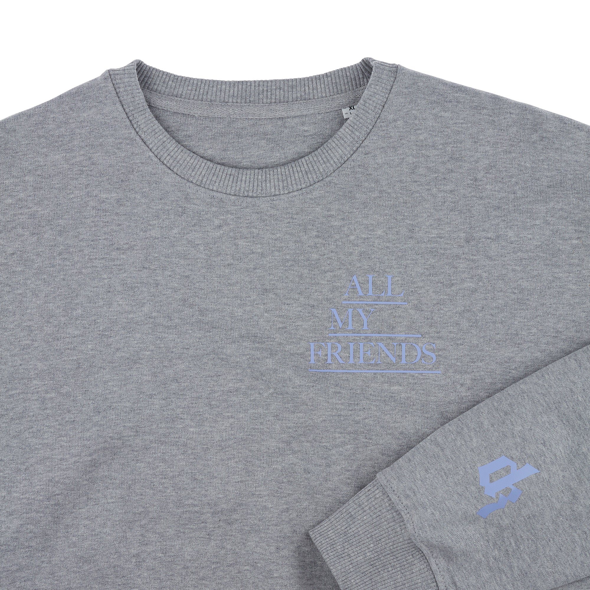 All My Friends Grey Crewneck Sweatshirt Detail