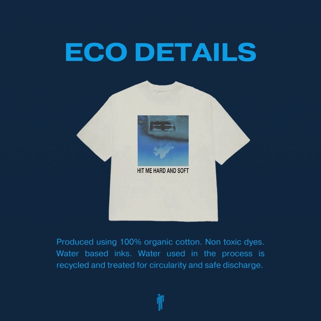 HIT ME HARD AND SOFT White Cover Tee Eco Details