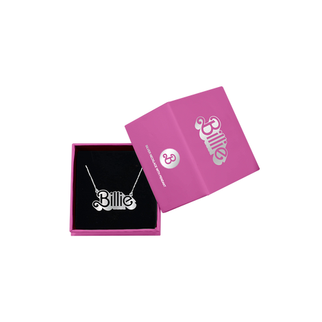 Barbie x Billie Eilish Silver Necklace box