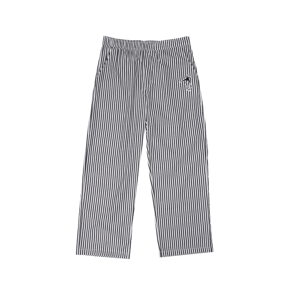 Black and White Striped Lounge Pants Front