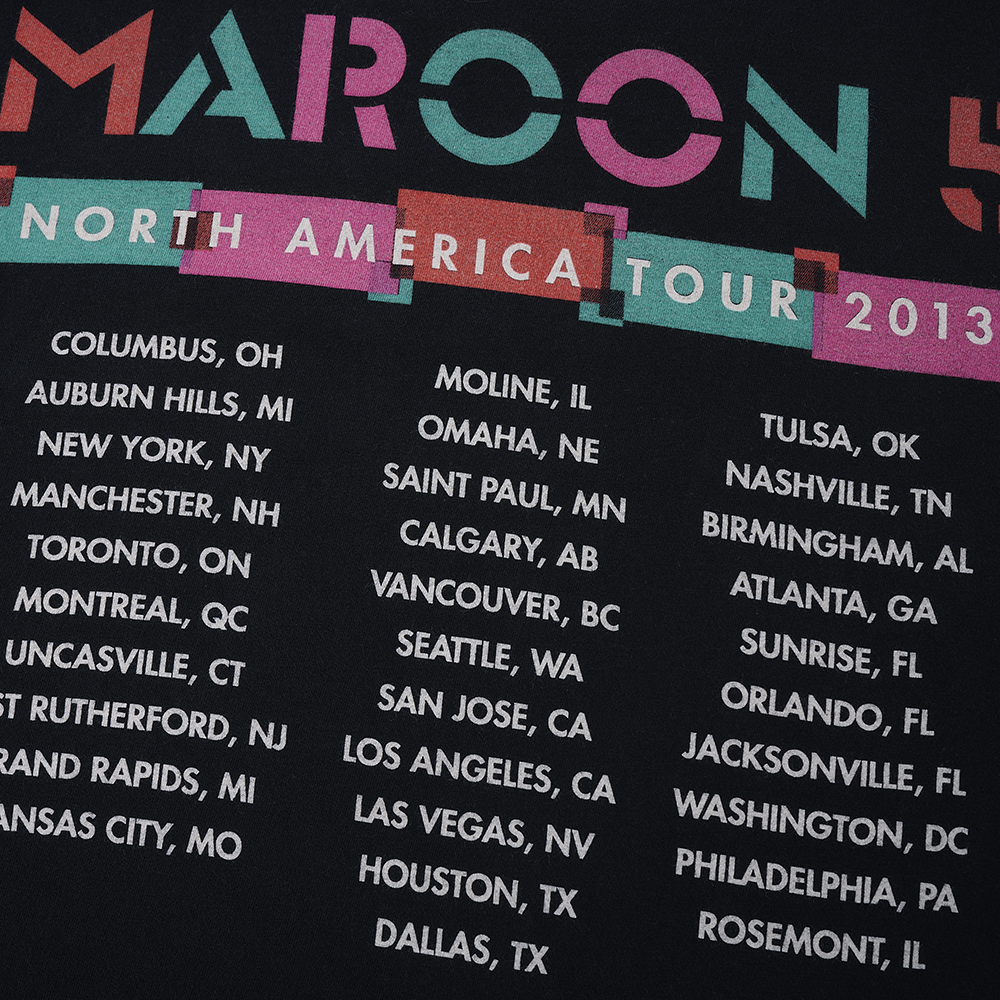 Maroon 5 North America Vintage Tour T-Shirt - Interscope Records Maroon 5 North America Vintage Tour T-Shirt - Interscope Records