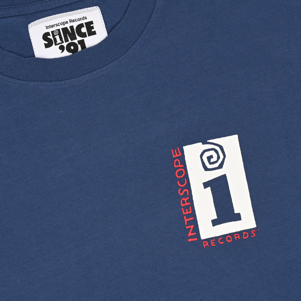 Interscope Longsleeve T-Shirt - Blue and White - Front Detail