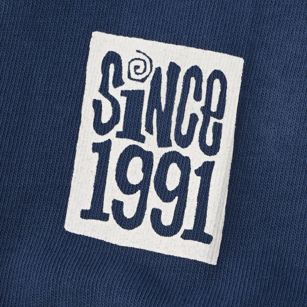 Interscope Longsleeve T-Shirt - Blue and White - Sleeve Detail Zoomed