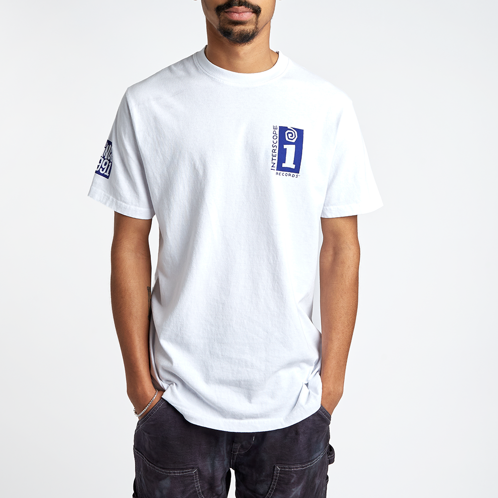 Interscope T-Shirt - White and Blue - Lifestyle Front